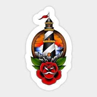 Lighthouse with rose Sticker